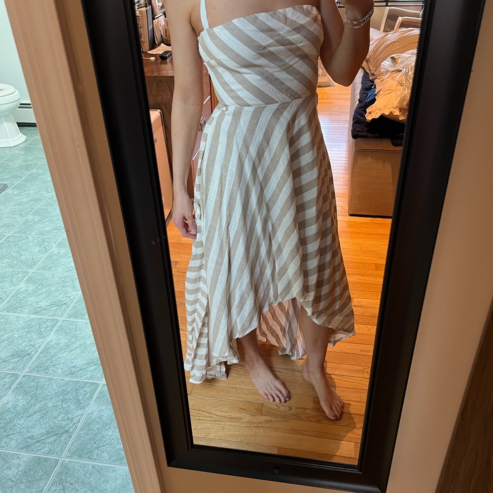 Striped Cream and White Women's Dress